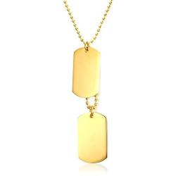 Vnox Free Engraving Mens Stainless Steel Double Dog Tag Pendant Necklace,Black/Gold Plated,Free Chain 24''