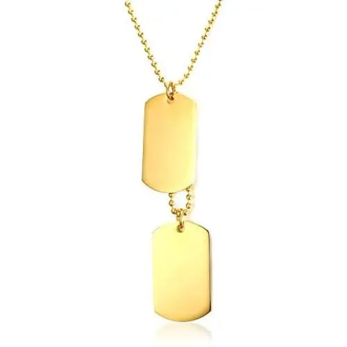 Vnox Free Engraving Mens Stainless Steel Double Dog Tag Pendant Necklace,Black/Gold Plated,Free Chain 24''