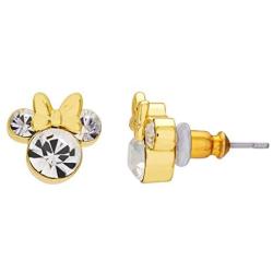 Disney Minnie Mouse Birthstone Jewelry, Silver Plated Crystal Stud Earrings for Women and Girls