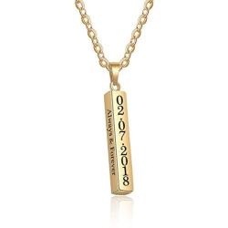 Personalized Engraved Necklace for Women Men Custom Stainless Steel Necklace Engraved Name Vertical Bar Necklace Birthday Gifts for Boyfriend