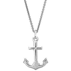 Ritastephens Sterling Silver Shiny Mariner Cross Anchor Charm Pendant Necklace (18, 20, 24 Inches)