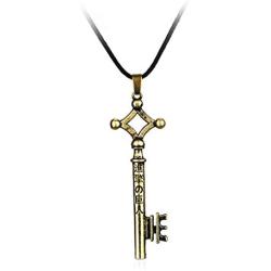 Attack on Titan Eren Jaeger Key Pendant Necklace Gold Metal Black Leather Attack on Titan Shingeki No Kyojin Erens Key Necklace