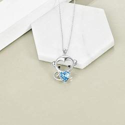 ONEFINITY Monkey Necklace 925 Sterling Silver Monkey Necklace Cute Animal Pendant for Women Jewelry Gifts (Heart Monkey)