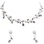 Faship Gorgeous CZ Crystal Freshwater Pearls Floral Necklace Earrings Set Faship Gorgeous CZ Crystal Freshwater Pearls Floral Necklace Earrings Set