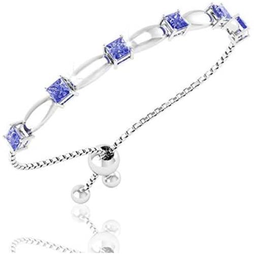 Belinda Jewelz Womens Sterling Silver 6 Sparkling Square Birthstone Bolo Bracelet