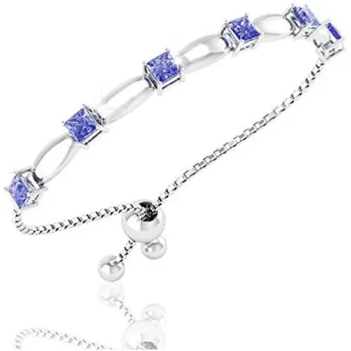 Belinda Jewelz Womens Sterling Silver 6 Sparkling Square Birthstone Bolo Bracelet