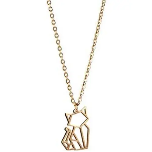 La Menagerie Cat Gold Origami Jewelry - Gold Geometric Chain Necklace – 18 Karat Plated Gold Necklace for Women & Girls – Stylish Cat Pendant Necklace La Menagerie Cat Gold Origami Jewelry - Gold Geometric Chain Necklace – 18 Karat Plated Gold Necklace for Women & Girls – Stylish Cat Pendant Necklace