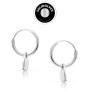 SolidSilver - Sterling Silver Dangle Heart Charm Endless Hoop Earrings | Sterling Silver or Yellow Gold Dipped