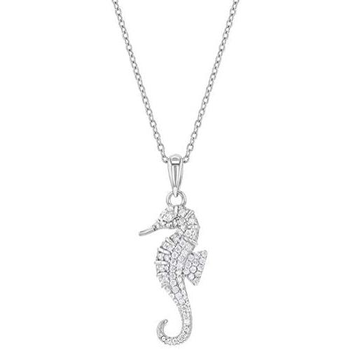 925 Sterling Silver Seahorse Nautical Ocean Charm Pendant Necklace 17''