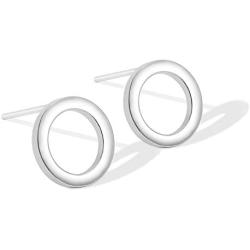 18K Gold Circle Stud Earrings 10MM Small Round Hoop Post Stud for Women Minimalist Jewelry Unisex