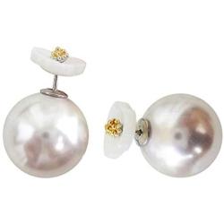 Hiqmic 925 Sterling Silver Fashion Flower Pearl Ear Stud Earrings White Gold Plated Jewelry Gifts for Women_WK90159