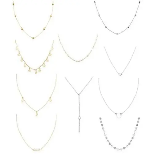 FUNRUN JEWELRY 10PCS Layered Choker Necklace for Women Girls Multilayer Chain Necklace Set Adjustable FUNRUN JEWELRY 10PCS Layered Choker Necklace for Women Girls Multilayer Chain Necklace Set Adjustable
