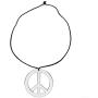 Skeleteen Silver Peace Sign Pendant - 1960s 1970s Hippie Party Accessories Necklace - 1 Piece