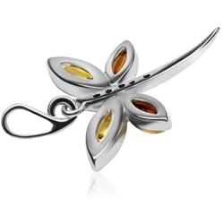Ian and Valeri Co. Multicolor Amber Sterling Silver Dragonfly Small Pendant