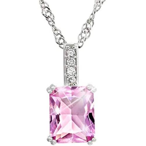 Rose Crystal Necklace on a Plated Silver Chain With Inspirational Message Card Swarovski Crystal Pendant Necklace 17.5 Inch for Women Girls