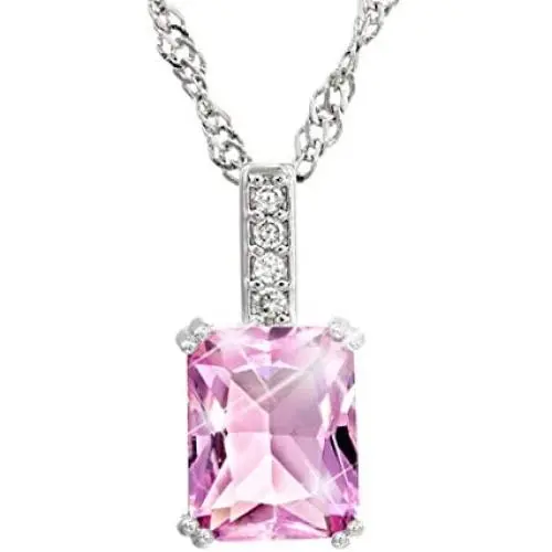 Rose Crystal Necklace on a Plated Silver Chain With Inspirational Message Card Swarovski Crystal Pendant Necklace 17.5 Inch for Women Girls
