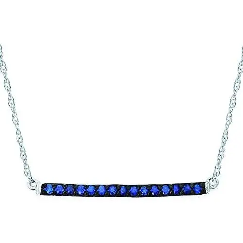 14K White Gold & 1/6 Cttw Blue Diamond Bar Necklace with Black Rhodium Accents, 18'' 14K White Gold & 1/6 Cttw Blue Diamond Bar Necklace with Black Rhodium Accents, 18''