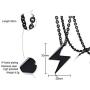 BEANS Stainless Steel Classic Vintage Antique Lightning Bolt Pendant Necklace for Men Women,Free Chain 20 Inches