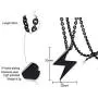 BEANS Stainless Steel Classic Vintage Antique Lightning Bolt Pendant Necklace for Men Women,Free Chain 20 Inches