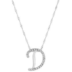 Paialco Bling Crystal Initial Letter Pendant Necklace, Silver Tone