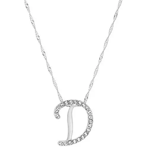Paialco Bling Crystal Initial Letter Pendant Necklace, Silver Tone Paialco Bling Crystal Initial Letter Pendant Necklace, Silver Tone