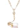 CrazyPiercing Y-Shape Necklace, Long Pearl Teardrop Pendant Necklace Chain for Women Girls, 24Inch