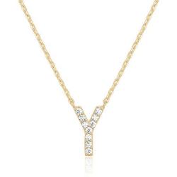 PAVOI 14K Yellow Gold Plated Cubic Zirconia Initial Necklace | Letter Necklaces for Women