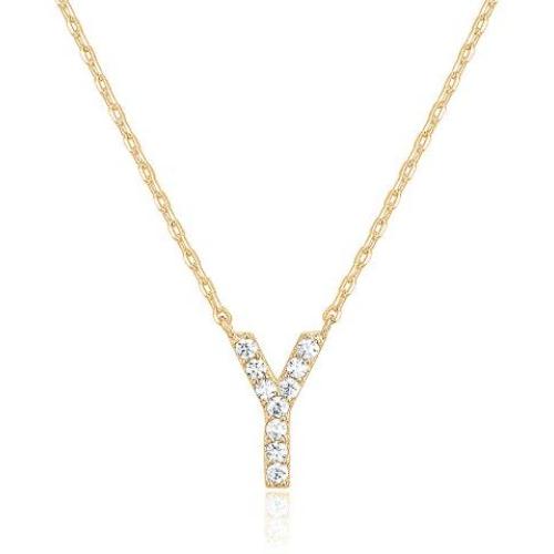 PAVOI 14K Yellow Gold Plated Cubic Zirconia Initial Necklace | Letter Necklaces for Women