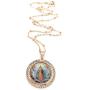 Virgin Caridad del Cobre Pendant Necklace 18K Gold Plated Chain ''18 Inches'' Length Religious Jewelry