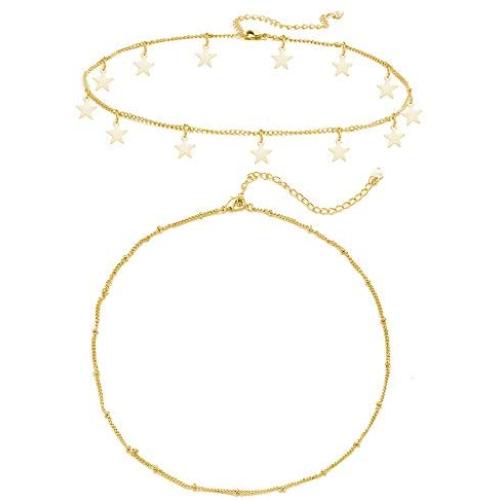 Star Necklace Choker for Women Cute Bead Necklace for Teen Girl Star Choker Necklace