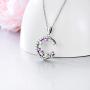 PEIMKO Lucky Elephant Necklace Elephant On The Moon Cute Animal Pendant Necklace Elephant Jewelry for Women Girl