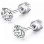 2 Pairs Stud Earrings Set,Hypoallergenic Double Round Cubic Zirconia 316L Stainless Steel Screw back Earrings for Men,Women,Boys & Girls 2 Pairs Stud Earrings Set,Hypoallergenic Double Round Cubic Zirconia 316L Stainless Steel Screw back Earrings for Men,Women,Boys & Girls