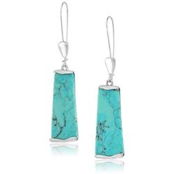 Robert Lee Morris ''Mosaic'' Semiprecious Turquoise Stone Long Drop Earrings