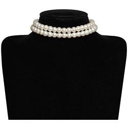 BABEYOND Round Imitation Pearl Choker Necklace Multi Strands Choker 20s Flapper Necklace Accessories for Gatsby Themed Party