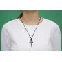 Natural Walnut Wood Cross Pendant Necklace for Men Women Children Kids Boy Girl Gift Necklace Wooden Car Rearview Mirror Pendant
