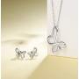 FANCIME Sterling Silver Vivid Butterfly Stud Earrings/Necklace Open Filigree/High Polished Cute Animals Creative Dainty Fine Jewelry Set Gifts for Women Teen Girls…