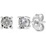 1/10 CT.TDW. Round-cut Diamond Solitaire Stud Earrings with Silver Rhodium