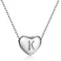 Dainty Initial Necklace S925 Sterling Silver Letters A-Z 26 Alphabet Heart Pendant Necklace for Women