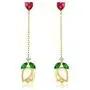18K Gold Plated Tassel Drop Earrings for Women, Heart Shaped Ruby Dangle Earrings with Green Emerald and CZ Rose Flower 18K Gold Plated Tassel Drop Earrings for Women, Heart Shaped Ruby Dangle Earrings with Green Emerald and CZ Rose Flower