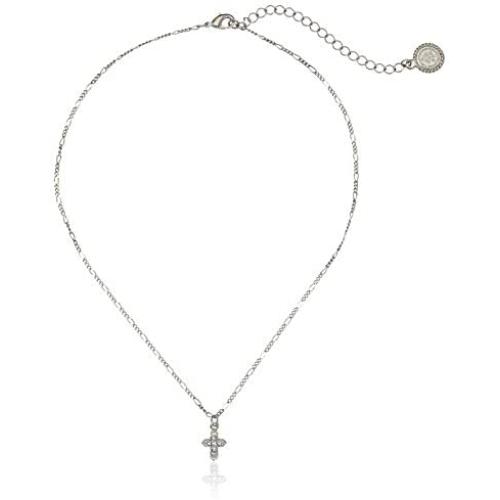The Vatican Library Collection ''Vatican Color Basics'' Silver-Tone Crystal Cross Necklace, 16''