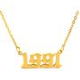 HUTINICE Birth Year Necklace, Old English Number Silver Pendant Necklace for Women and Girl Birthday Gift 18 inch Gold Chain Stainless Steel Friendship Jewelry