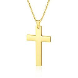 LAOYOU Crucifix Cross Necklace for Mens Stainless Steel Pendant Antique Silver Cross Necklace for Women