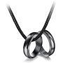 COLORFUL BLING 2Pcs Black Hematite Stone Magnetic Rings Necklace Set Anxiety Absorb Negative Energy Balance Chakra Healing Jewelry for Women Men(6MM)