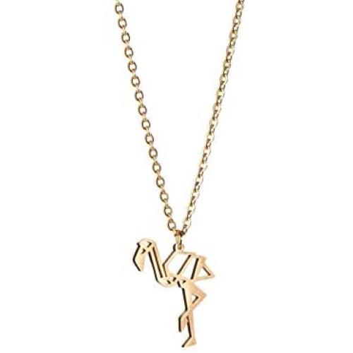 La Menagerie Flamingo Gold Origami Jewelry & Gold Geometric Necklace – 18 Karat Plated Gold Necklace & Flamingo Necklaces for Women – Flamingo Necklace for Girls & Origami Necklace