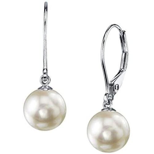 Akoya Cultured Pearl Earrings for Women with 14K Gold Leverbacks in AAA Quality - THE PEARL SOURCE