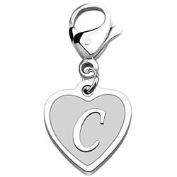 FAADBUK Initial Letter A-Z Alphabet Heart Charm for Bracelet Necklace Keychain Initial Stainless steel Clasp Clip on Charm