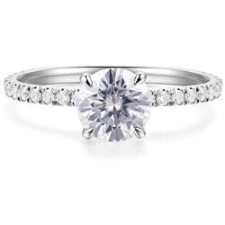 HAFEEZ CENTER 14K Solid Gold Demi Comfort Fit 1ct D-E Color Round Brilliant Cut Moissanite Engagement Ring