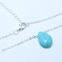 YienDoo Bohemian Turquoise Necklace with Simple Blue Water Drop Pendant Fashion Necklaces Chain Jewelry for women and girls (Silver)