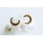 ONDAISY 20G Black Cz Boho Gypsy Planet Half Sun Crescent Sailor Luna Moon Ear Studs Piercing Earrings