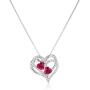 Sterling Silver Created Ruby and White Sapphire Double Heart Pendant Necklace, 18''